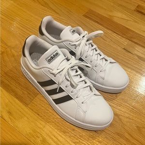 Adidas Grand Court Cloudfoam Sneakers — white with black stripes — Woman’s 11